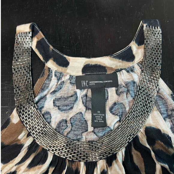 INC Brand- Y2K- beaded neck- tank top- cheetah print- sleeveless- animal print - Picture 2 of 5